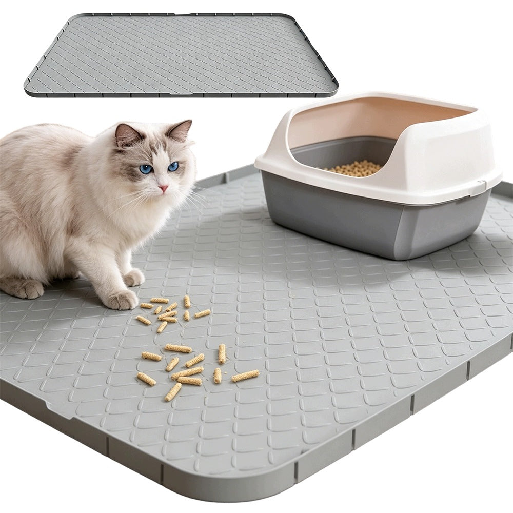CAT LITTER BOX MAT SILICONE PATCH GREY EASY TO CLEAN
