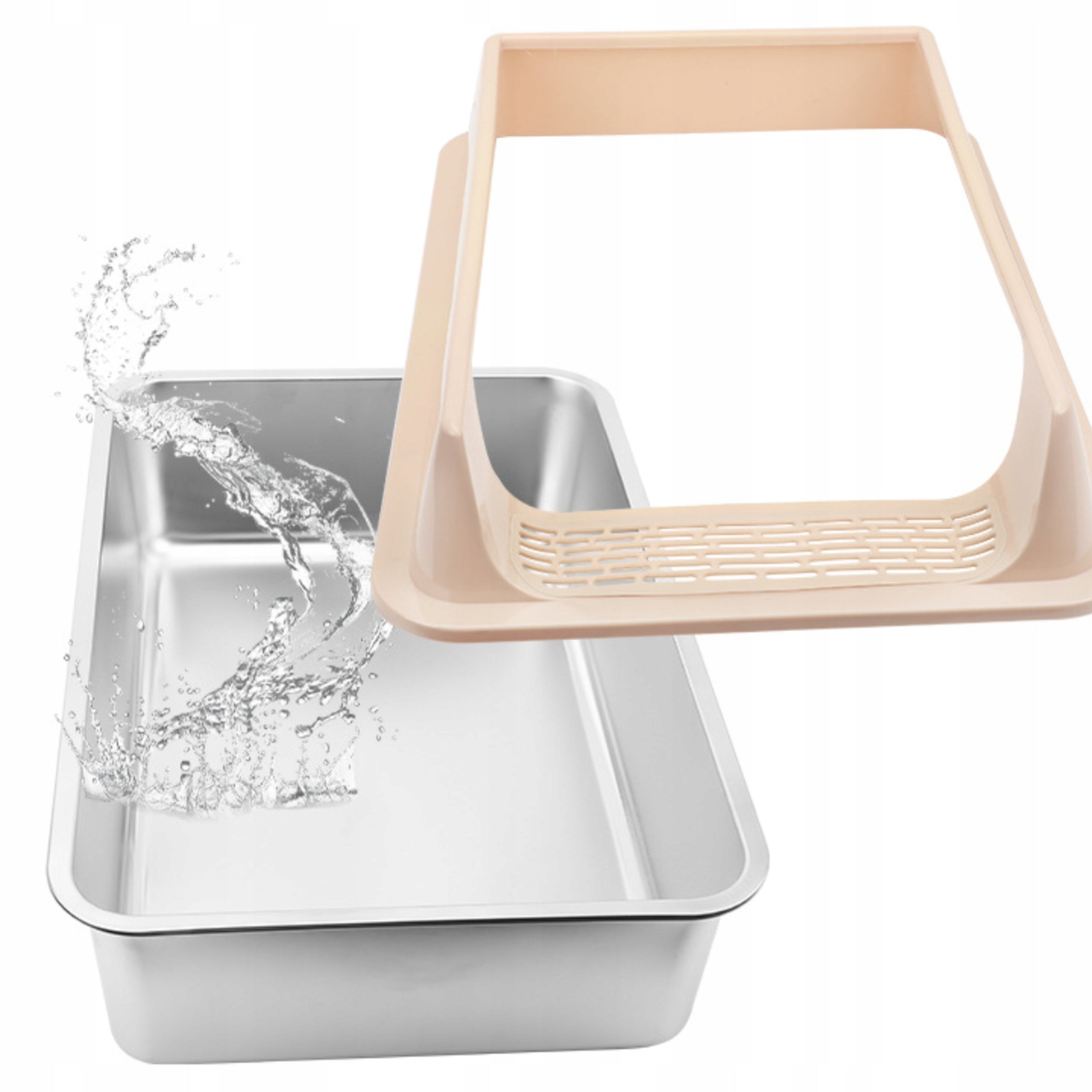 CAT LITTER BOX OPEN BEIGE r. M FOR LITTER DURABLE SOLID + SPATULA Trade name SIEMIEC Kuweta dla kota 7