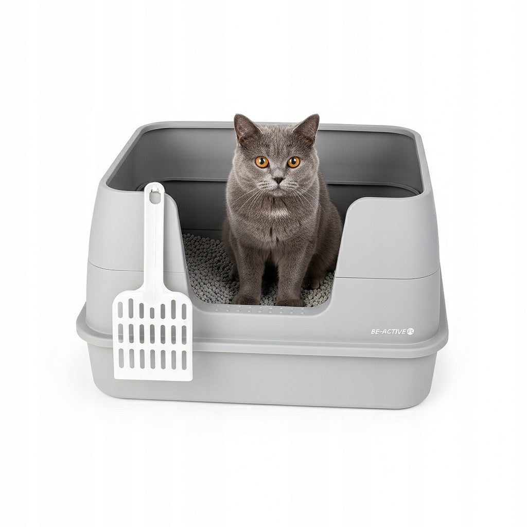 CAT LITTER BOX OPEN LARGE LITTER TOILET HIGH RIM WITH SPATULA FRAME Brand Be-Active.pl