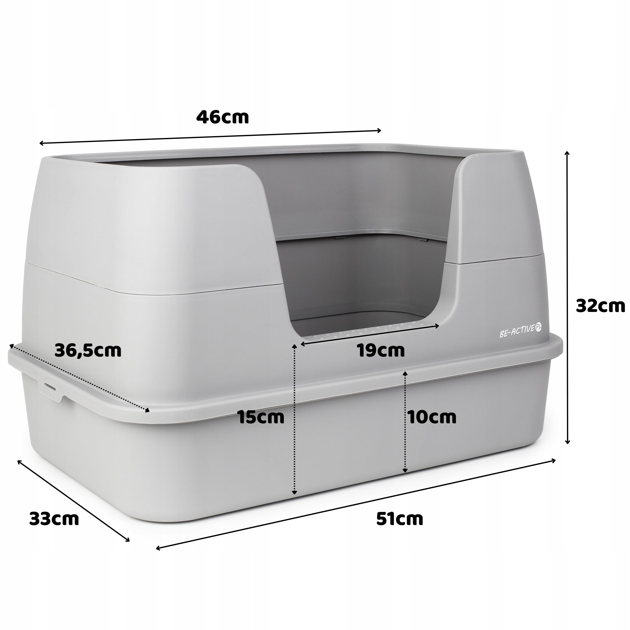 CAT LITTER BOX OPEN LARGE LITTER TOILET HIGH RIM WITH SPATULA FRAME Packaging status original