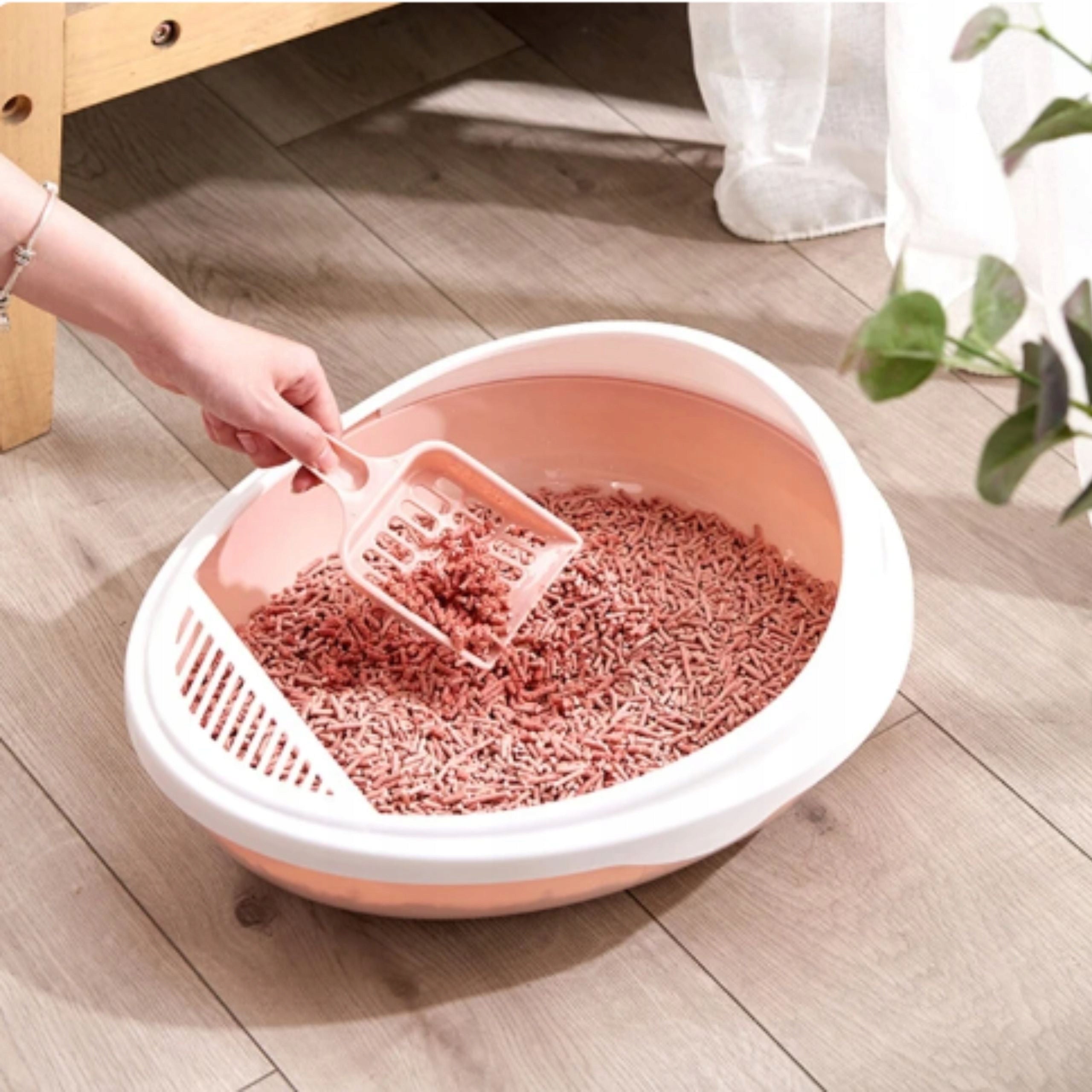 CAT LITTER BOX OPEN LITTER TOILET LARGE DURABLE STURDY + SPATULA Product width 25 cm