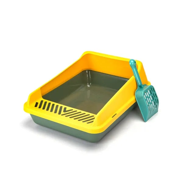 CAT LITTER BOX OPEN SOLID FOR LITTER + SPATULA FREEBIE 37cm x 28cm