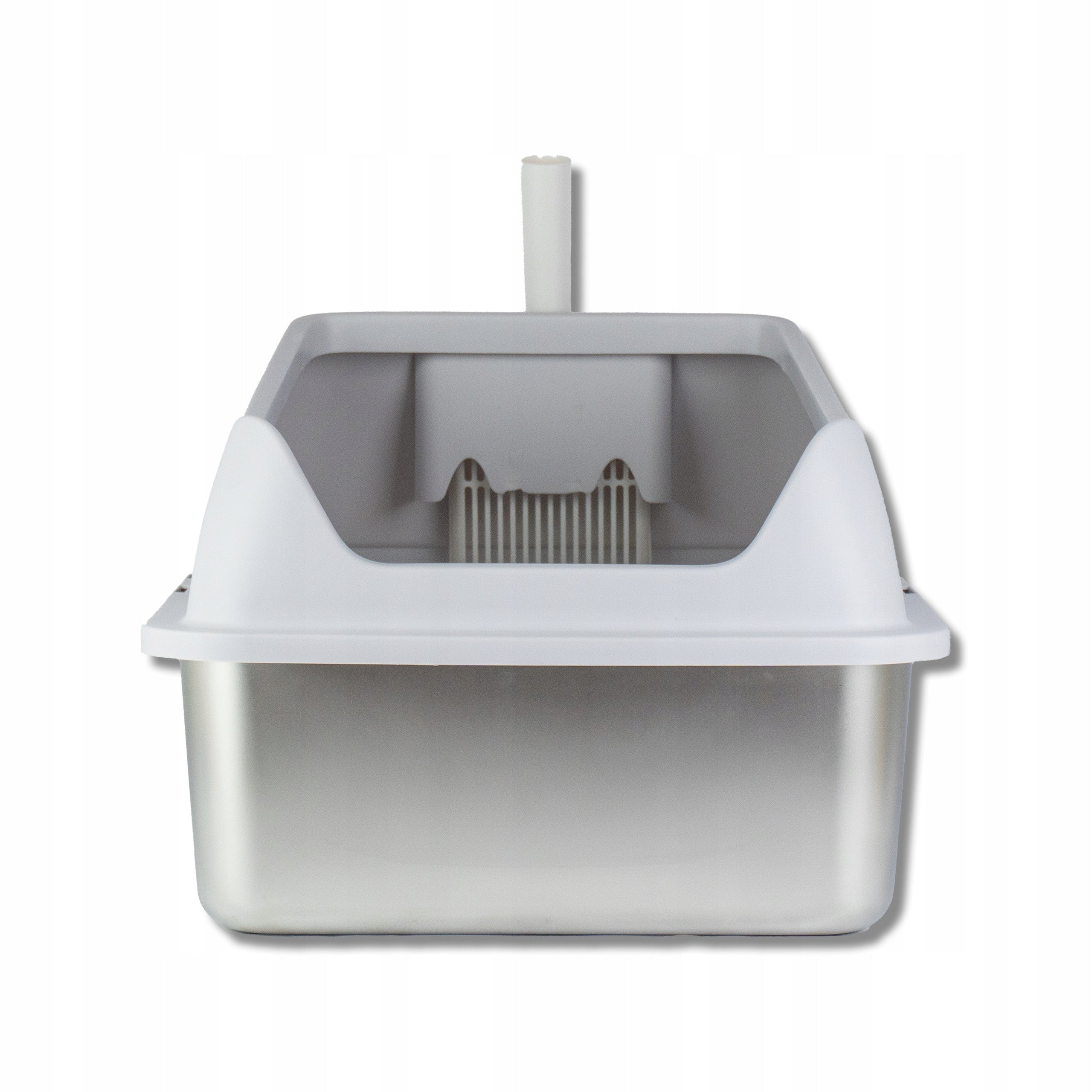 CAT LITTER BOX OPEN STAINLESS STEEL SOLID + SPATULA GREY 60x40x30cm Kind open litter box