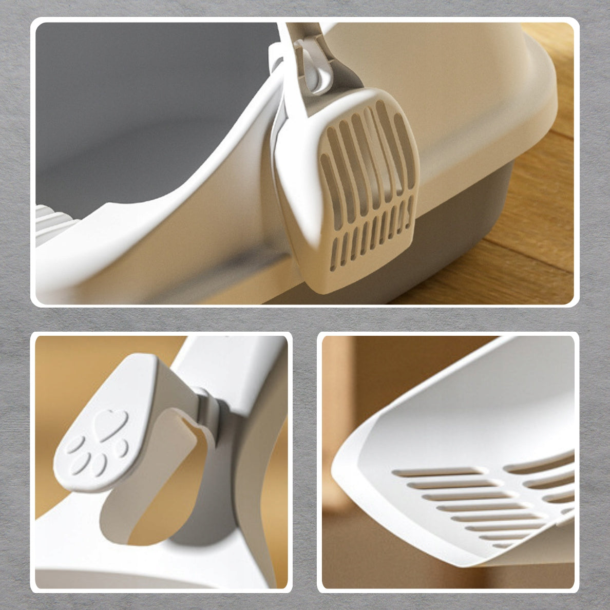 CAT LITTER BOX OPEN TO LITTER LARGE TOILET DURABLE STURDY + SPATULA Length 46 cm