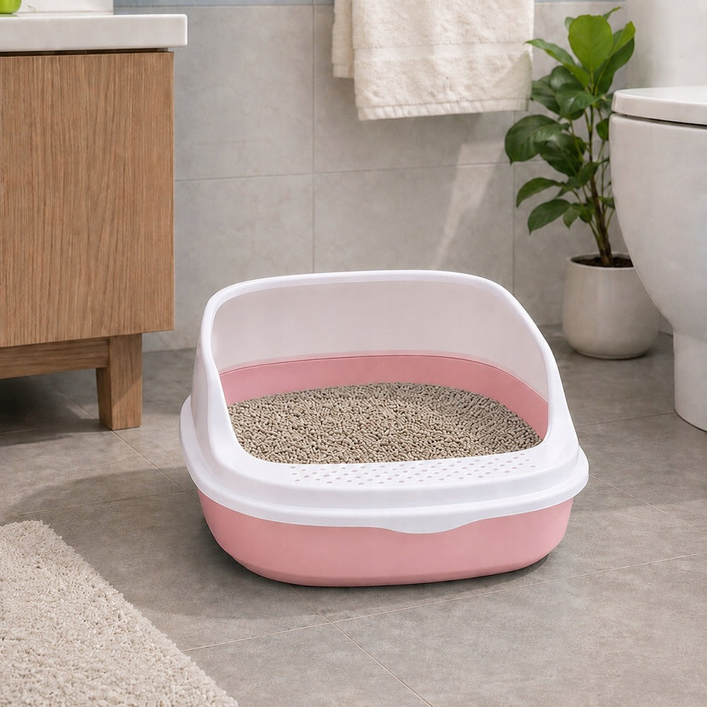 CAT LITTER BOX OPEN WITH FRAME SOLID LITTER TOILET + LARGE SPATULA Packaging status original