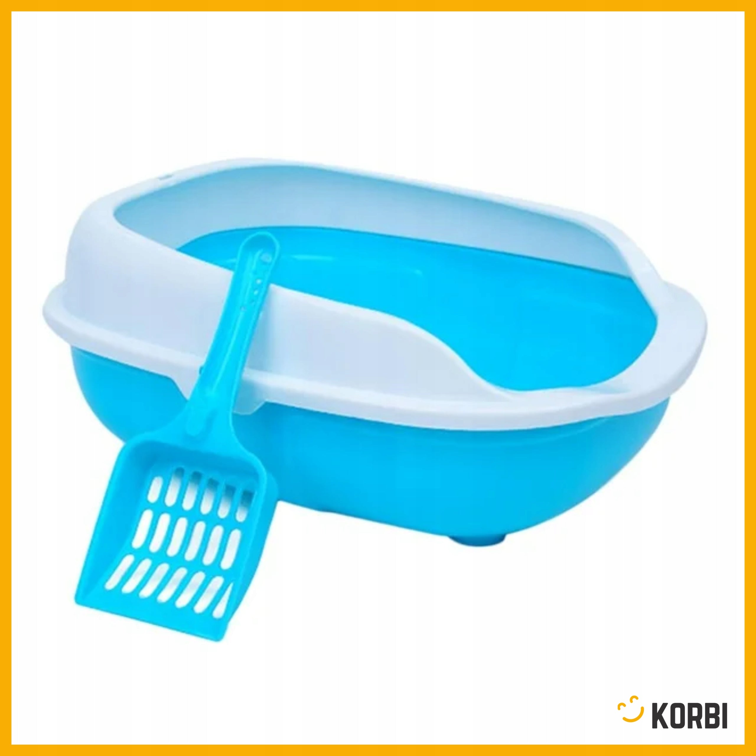 CAT LITTER BOX OPEN WITH LITTER FRAME COMFORTABLE TOILET SPATULA SET Length 41 cm