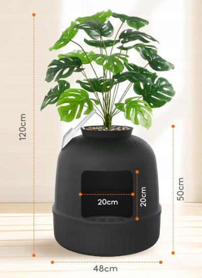 CAT LITTER BOX POT WITH ARTIFICIAL PLANT HIDDEN DECORATIVE BLACK Manufacturer code KUWETA DLA KOTA DONICZKA STREFAZAKUPÓW
