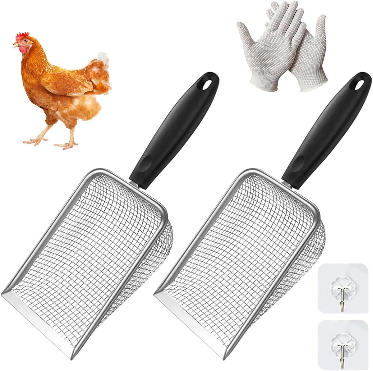 CAT LITTER BOX SPATULA 2 PCS STAINLESS STEEL WITH HANDLE