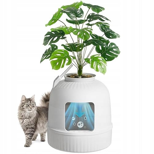 CAT LITTER BOX WITH ARTIFICIAL PLANT AND DUSTPAN for home gift included