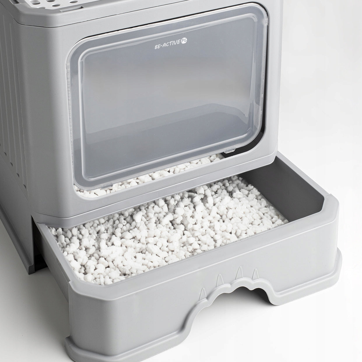 CAT LITTER BOX WITH DRAWER CLOSED LARGE COVERED FOR LITTER TOILET SPATULA Color gray