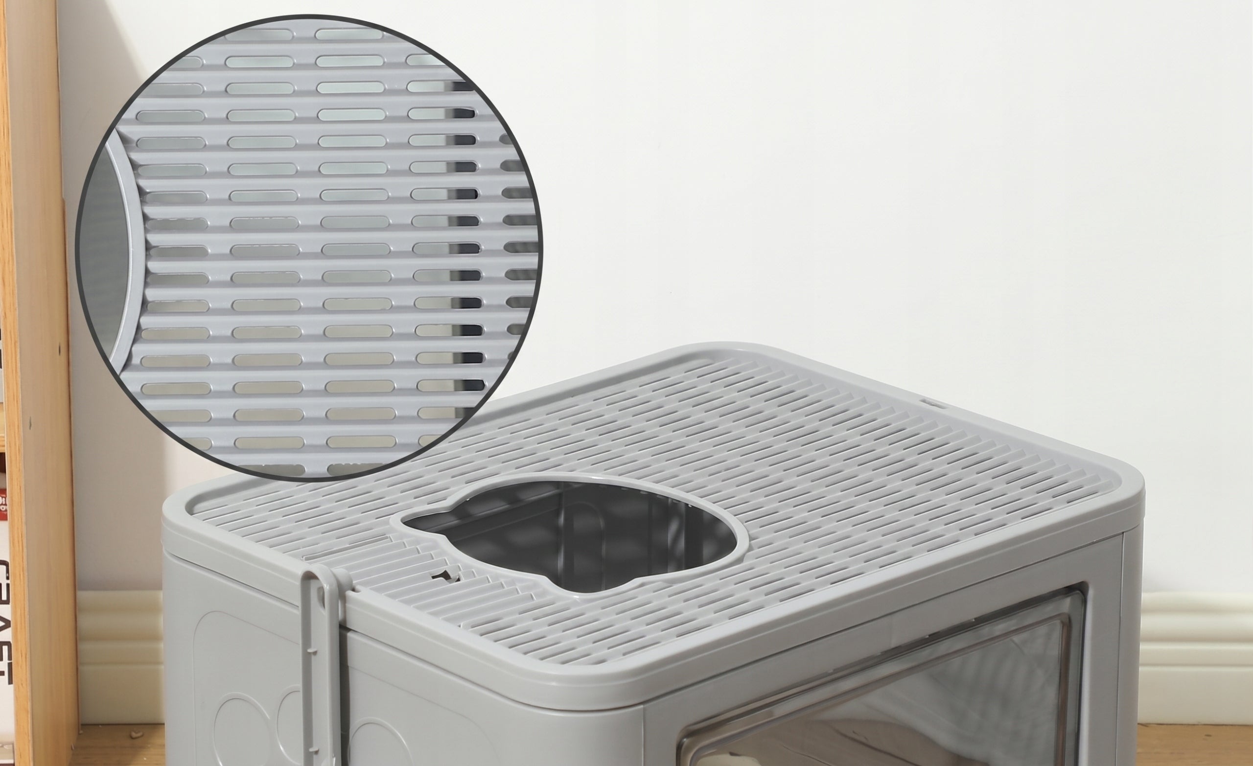 CAT LITTER BOX WITH DRAWER WITH LID LARGE GREY 51x40 PREMIUM TOP SPATULA Manufacturer code DS-I-0119