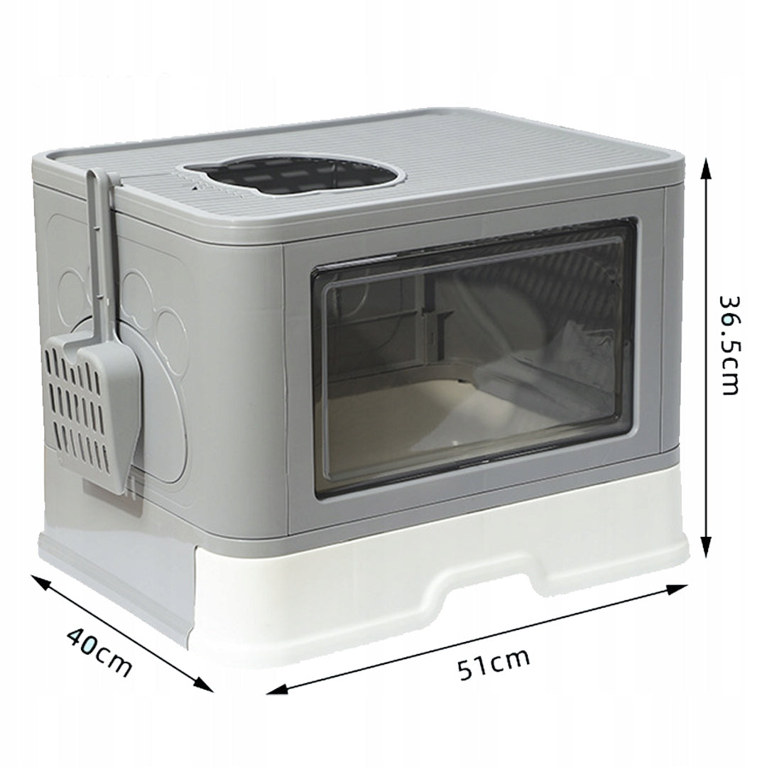 CAT LITTER BOX WITH DRAWER WITH LID LARGE GREY 51x40 PREMIUM TOP SPATULA Model DS-I-0119