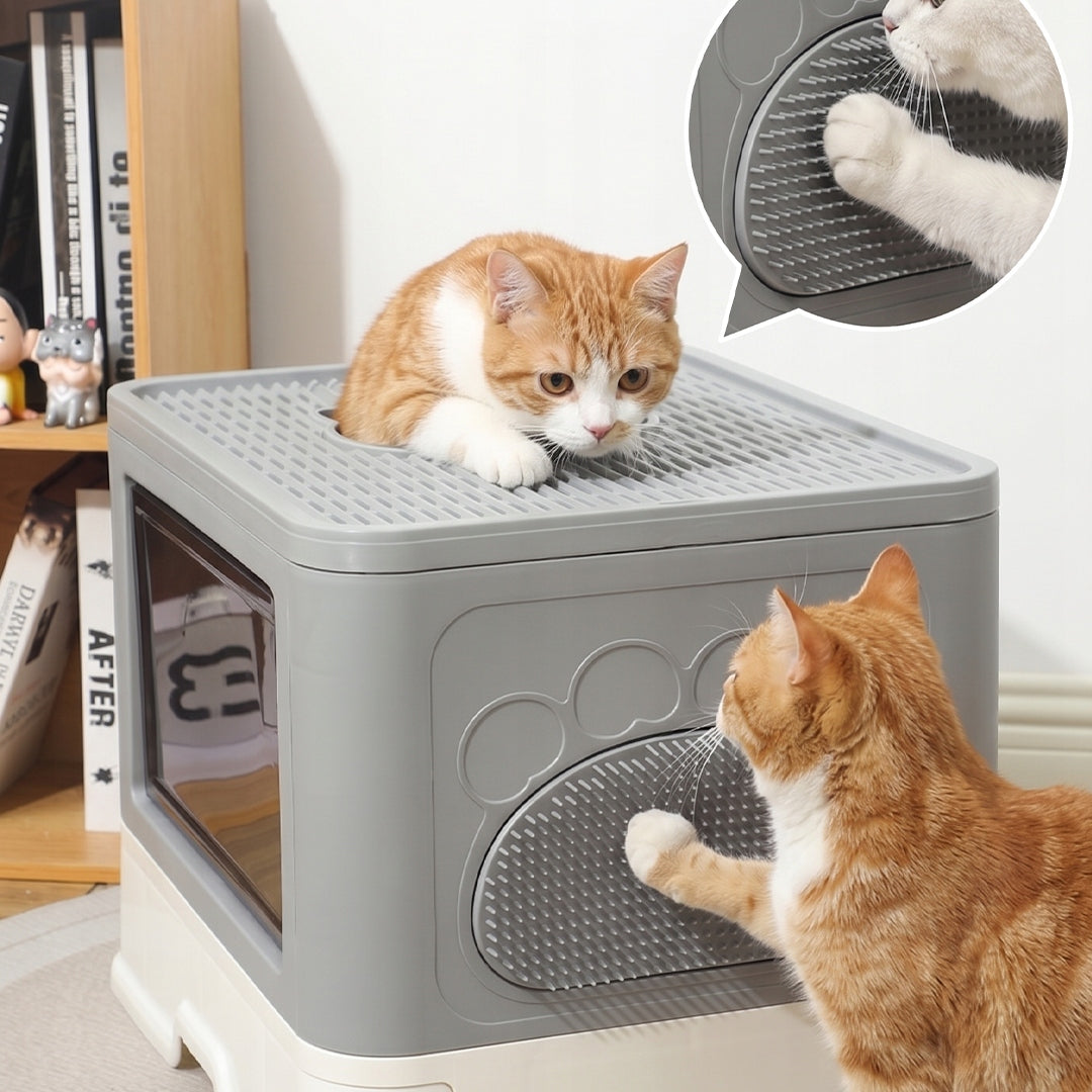 CAT LITTER BOX WITH DRAWER WITH LID LARGE GREY 51x40 PREMIUM TOP SPATULA Trade name KUWETA Z SZUFLADĄ DAZAPETS