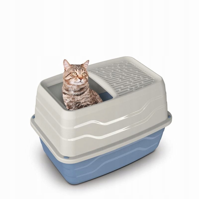 CAT LITTER BOX WITH ENTRANCE FROM ABOVE GREY