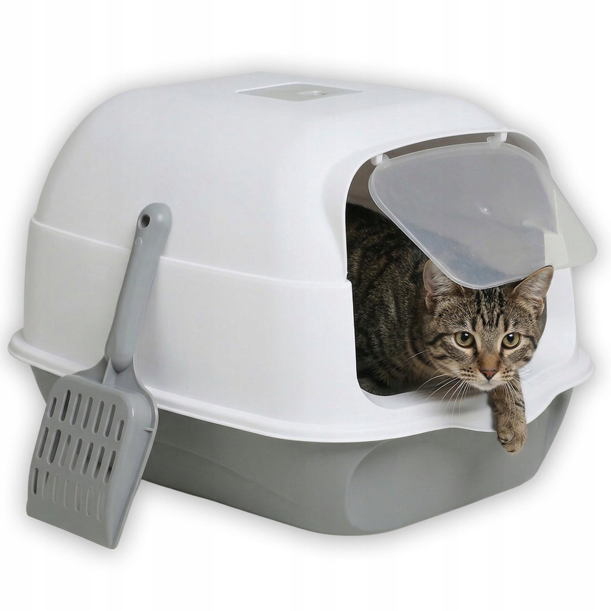 CAT LITTER BOX WITH FILTER EARS CLOSED LARGE LITTER SPATULA COVERED TOILET