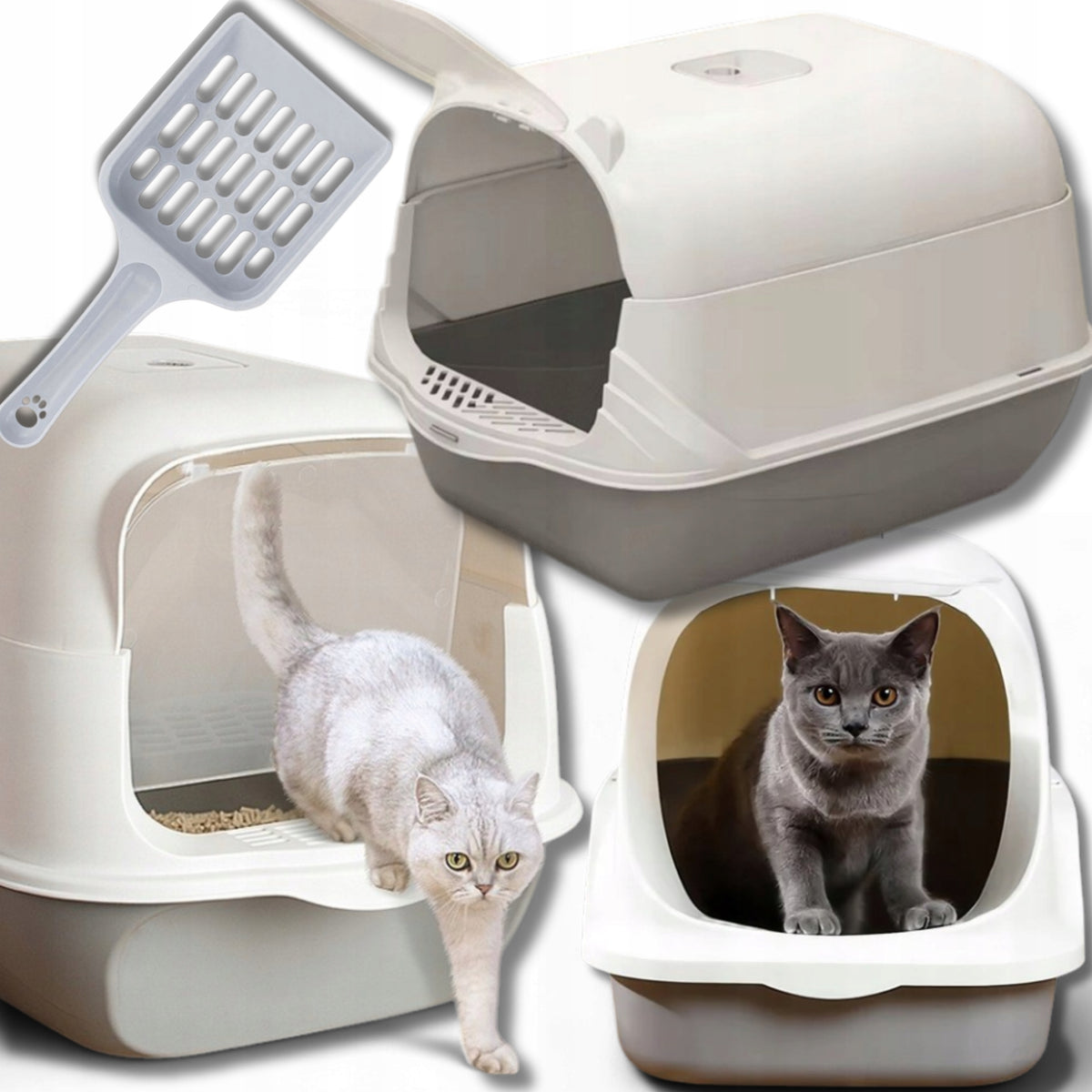 CAT LITTER BOX WITH FILTER LITTER SPATULA BUILT-IN DURABLE