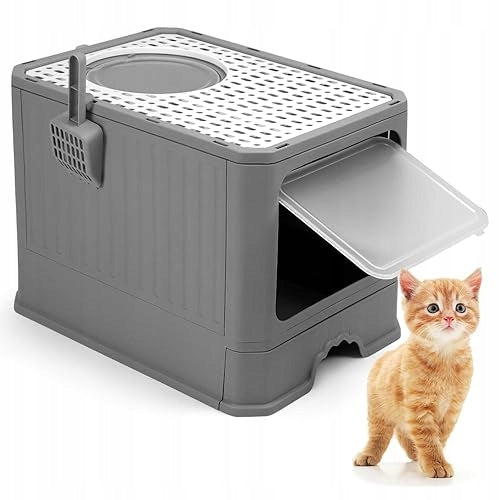 CAT LITTER BOX WITH LID LARGE WITH AND SPATULA steel for home gift