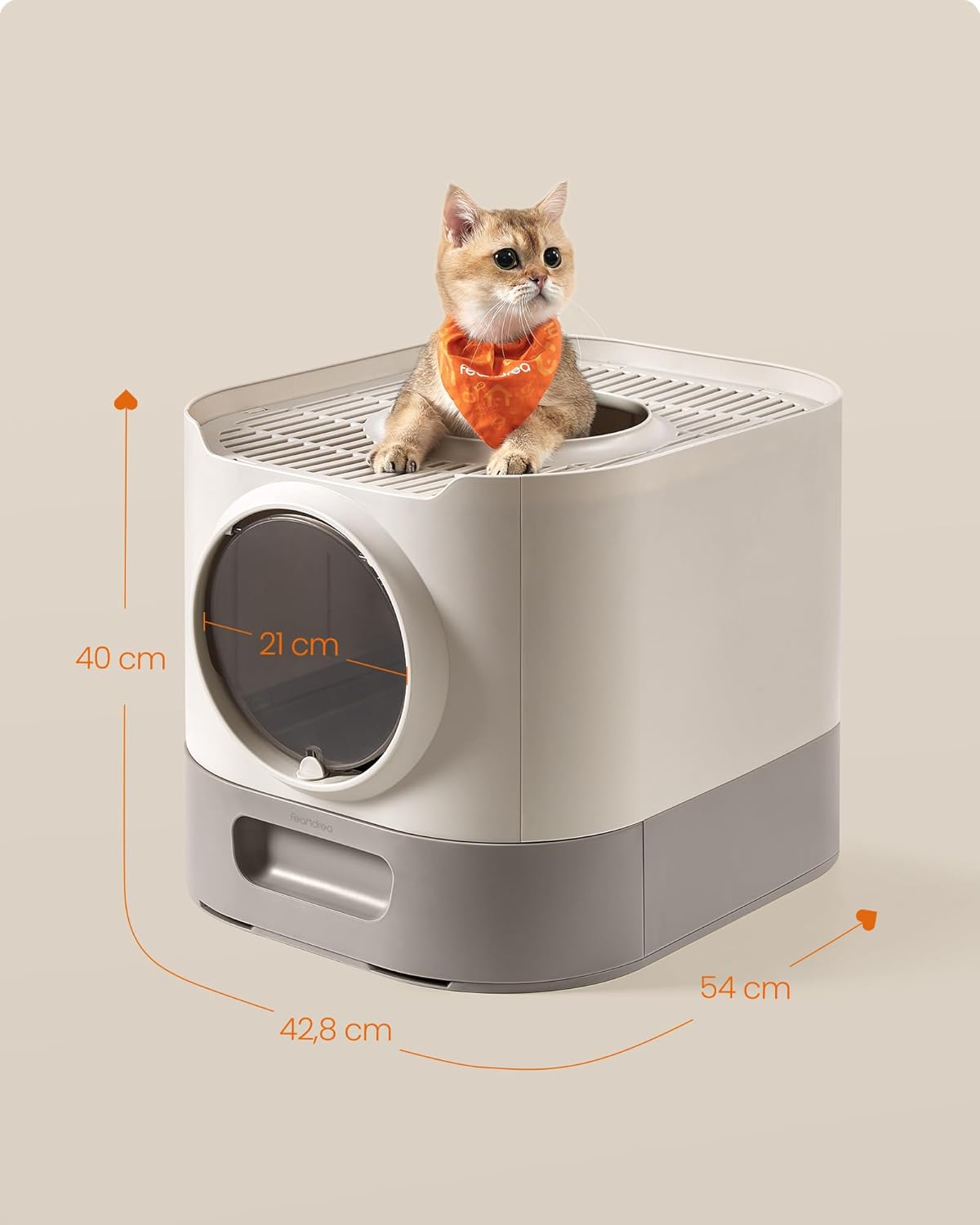 CAT LITTER BOX WITH LID WITH RETRACTABLE TRAY LARGE SET SPATULA 50x40 STRONG Packaging status original