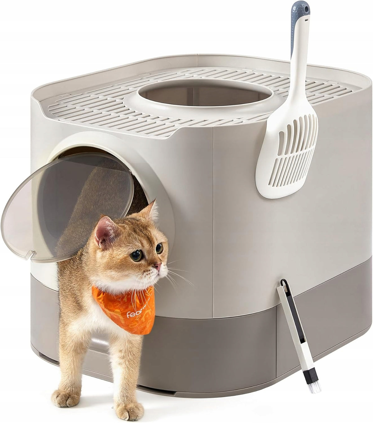 CAT LITTER BOX WITH LID WITH RETRACTABLE TRAY LARGE SET SPATULA 50x40 STRONG