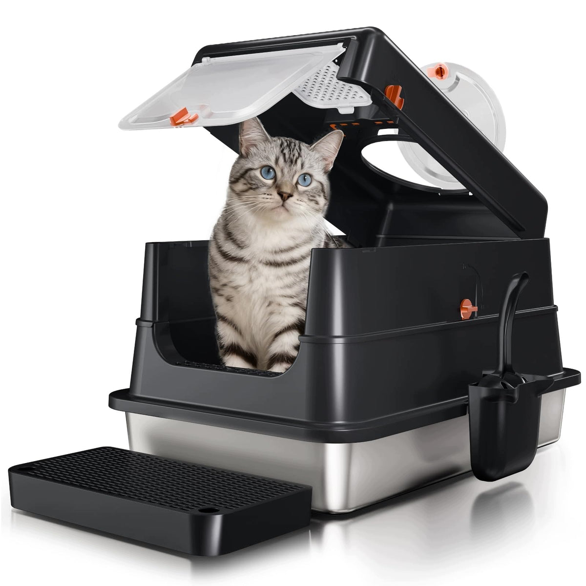 CAT LITTER BOX XXL CLOSED STAINLESS STEEL 60 X 40 X 39 CM