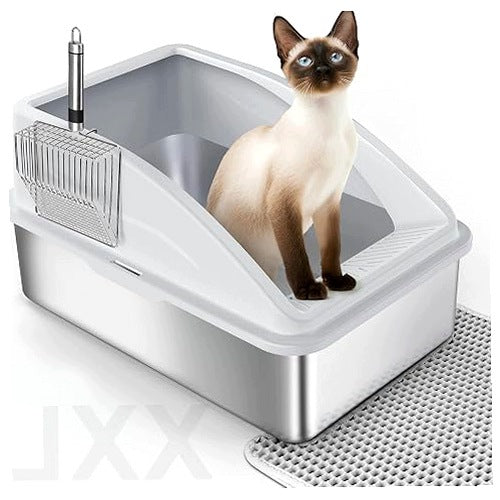 CAT LITTER BOX XXL STAINLESS STEEL 35 L SEALED METAL DUSTPAN