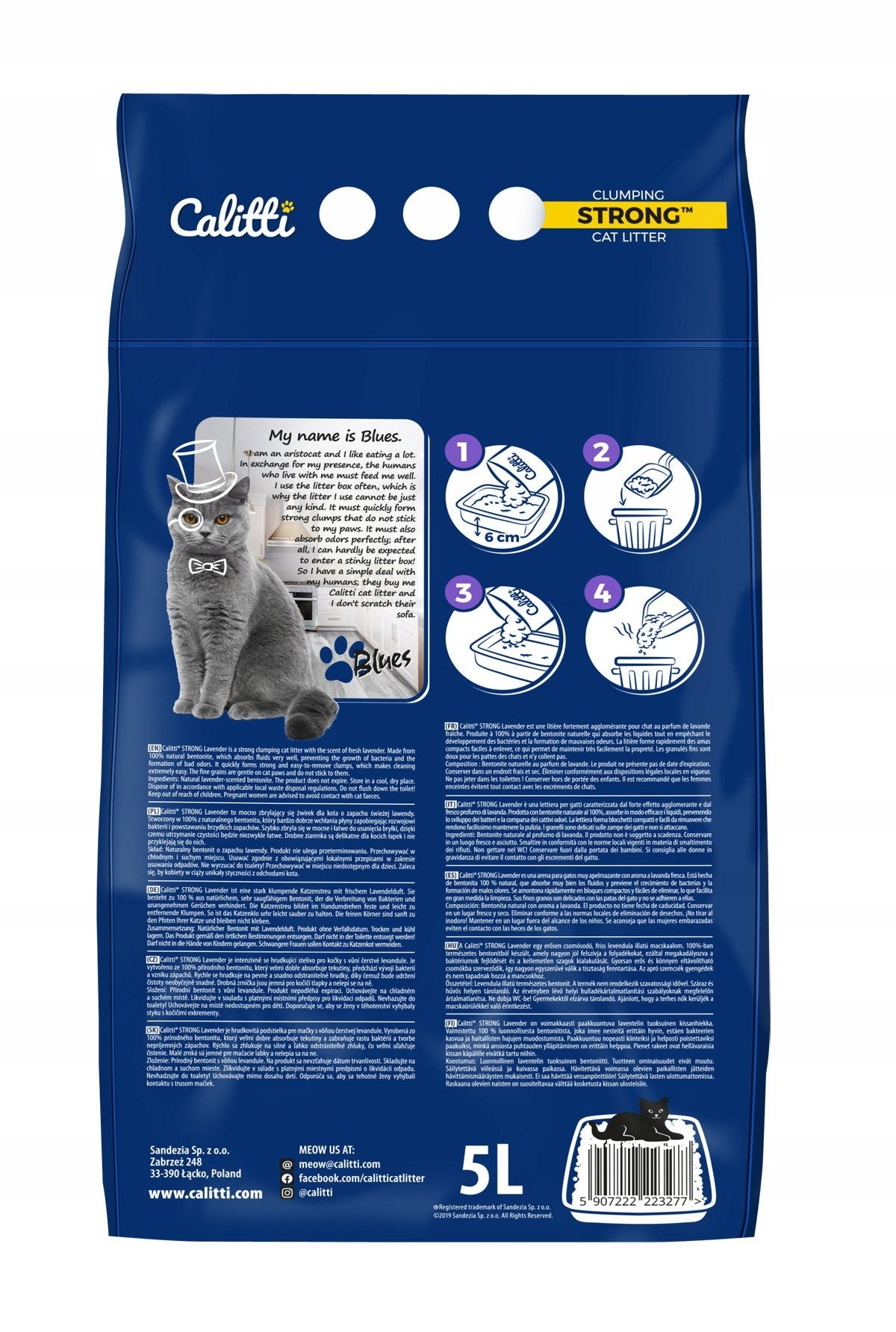CAT LITTER CALITTI 5L BENTONITE LAVENDER Trade name Strong Lavender