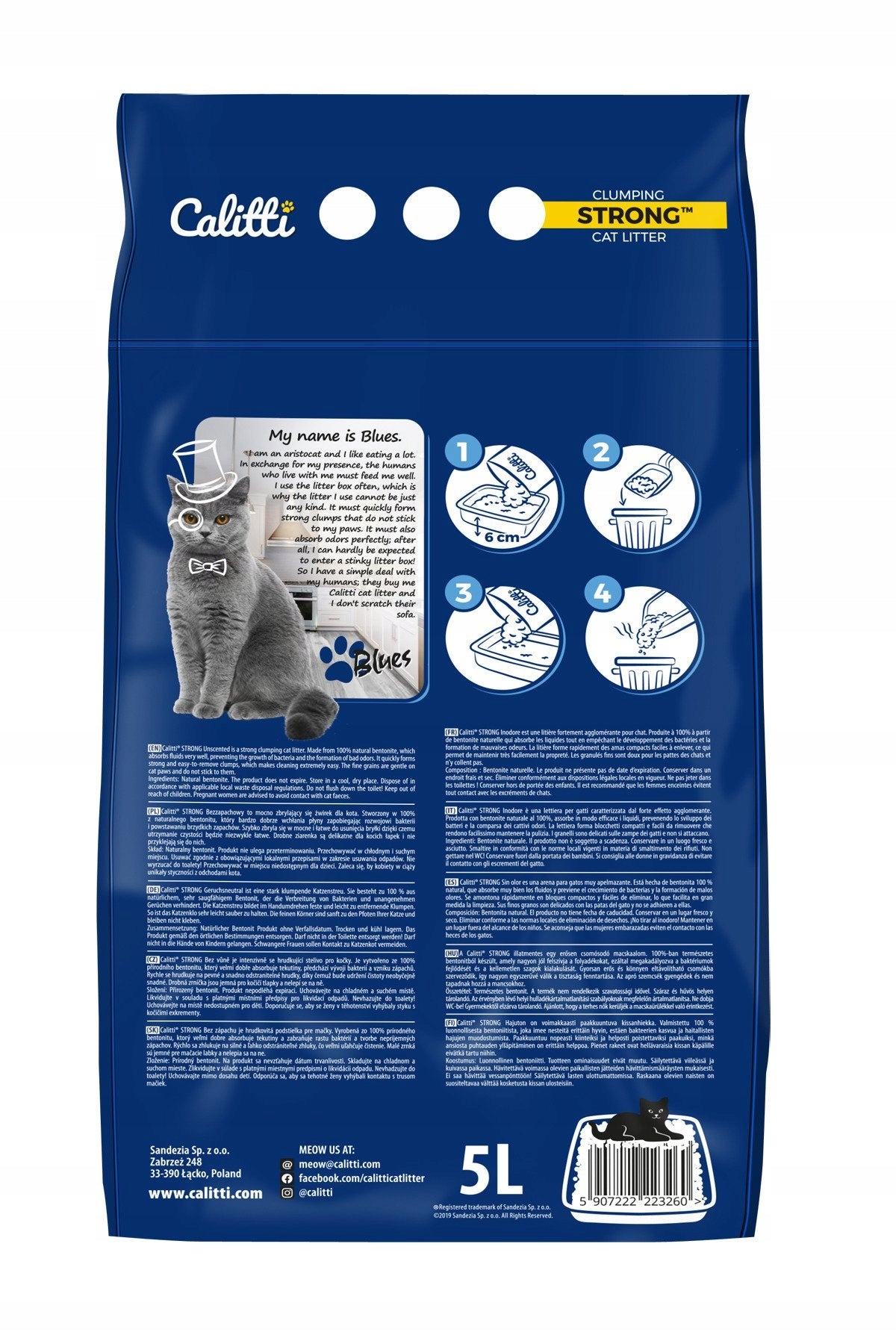 CAT LITTER CALITTI 5L BENTONITE UNSCENTED Volume 5 l