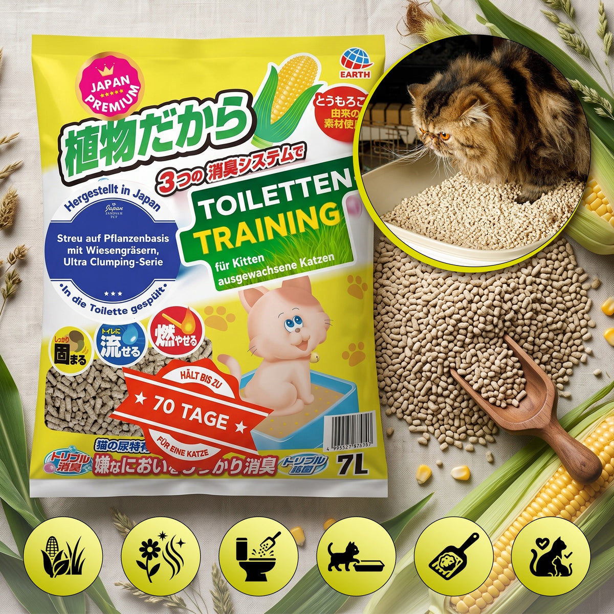 CAT LITTER CORN CLUMPING MEADOW HERBS 7L Manufacturer code 3232