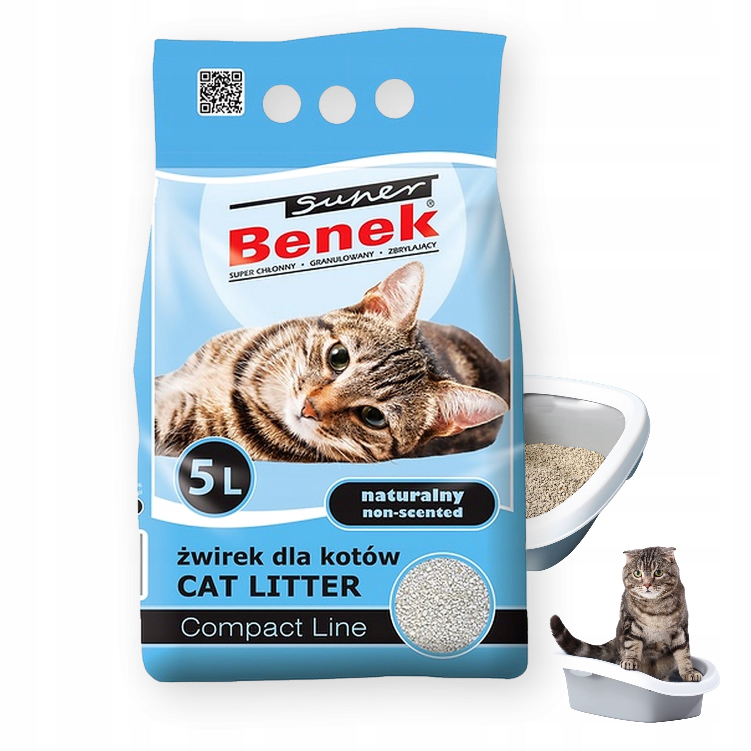 CAT LITTER FINE-GRAINED 5L SUPER BENEK COMPACT RELIABLE ECO