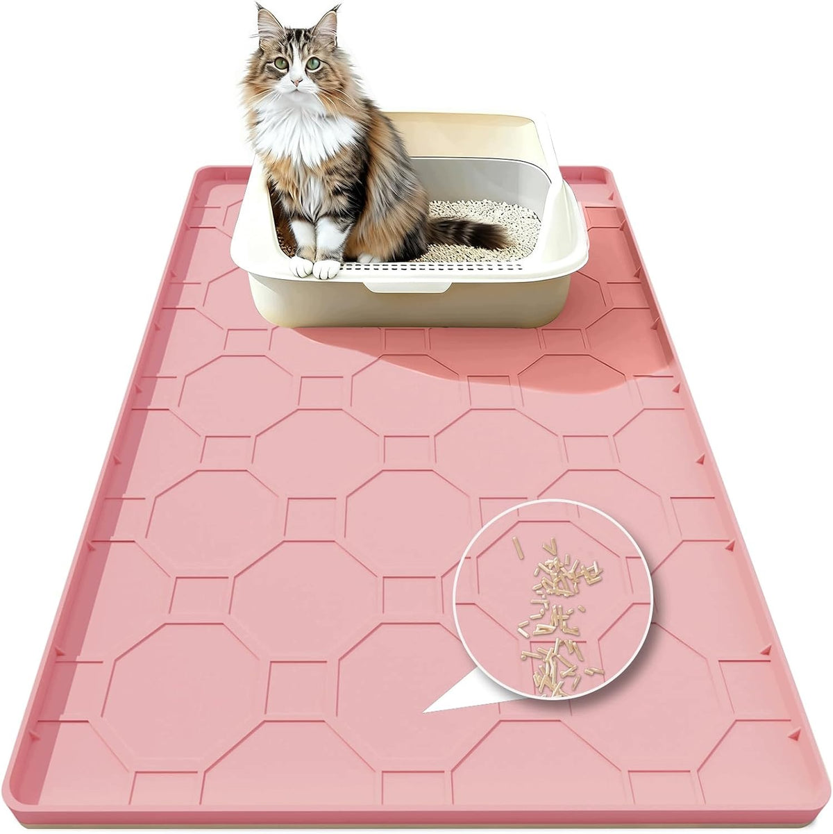 CAT LITTER MAT SILICONE 86X56 CM PINK WATERPROOF