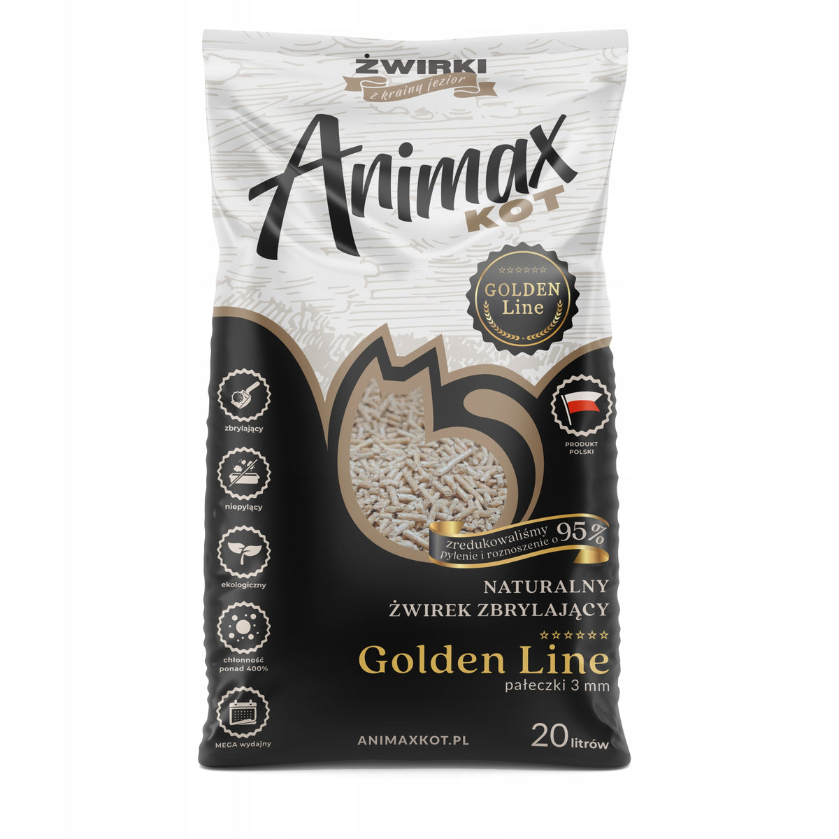 CAT LITTER PELLET 3MM GOLDEN LINE 20 L