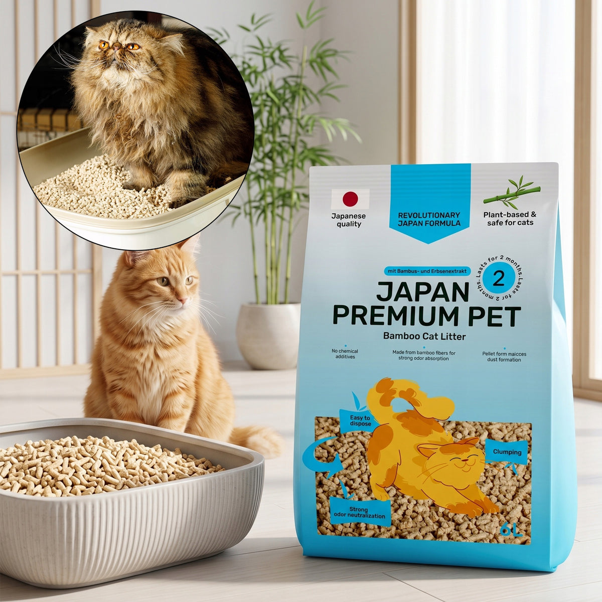 CAT LITTER PLANT CLUMPING BEAN BAMBOO HEALTH INDICATOR 6L Packaging status original
