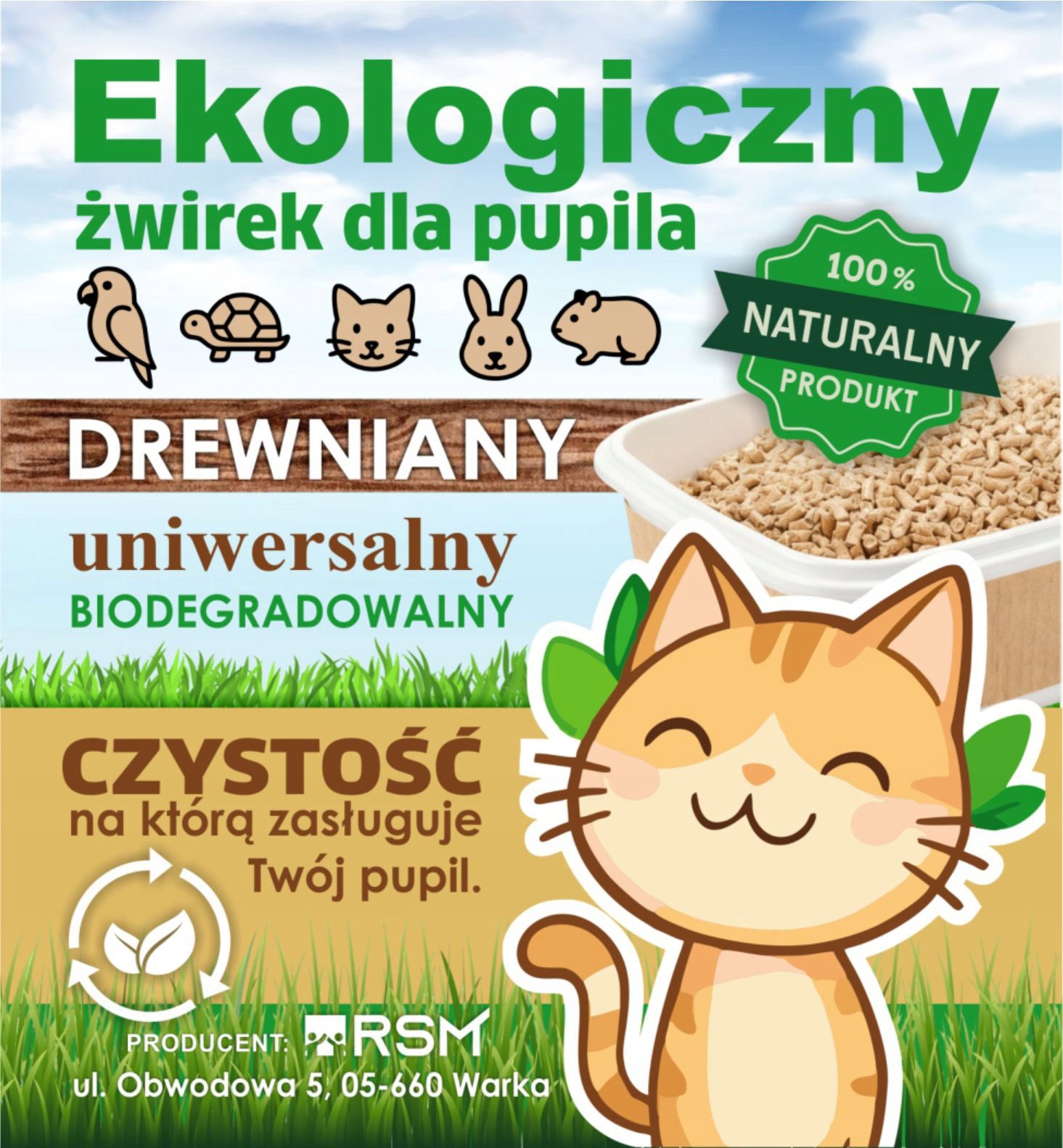 CAT LITTER RABBIT RODENT WOODEN PELLET 15 KG Packaging status original