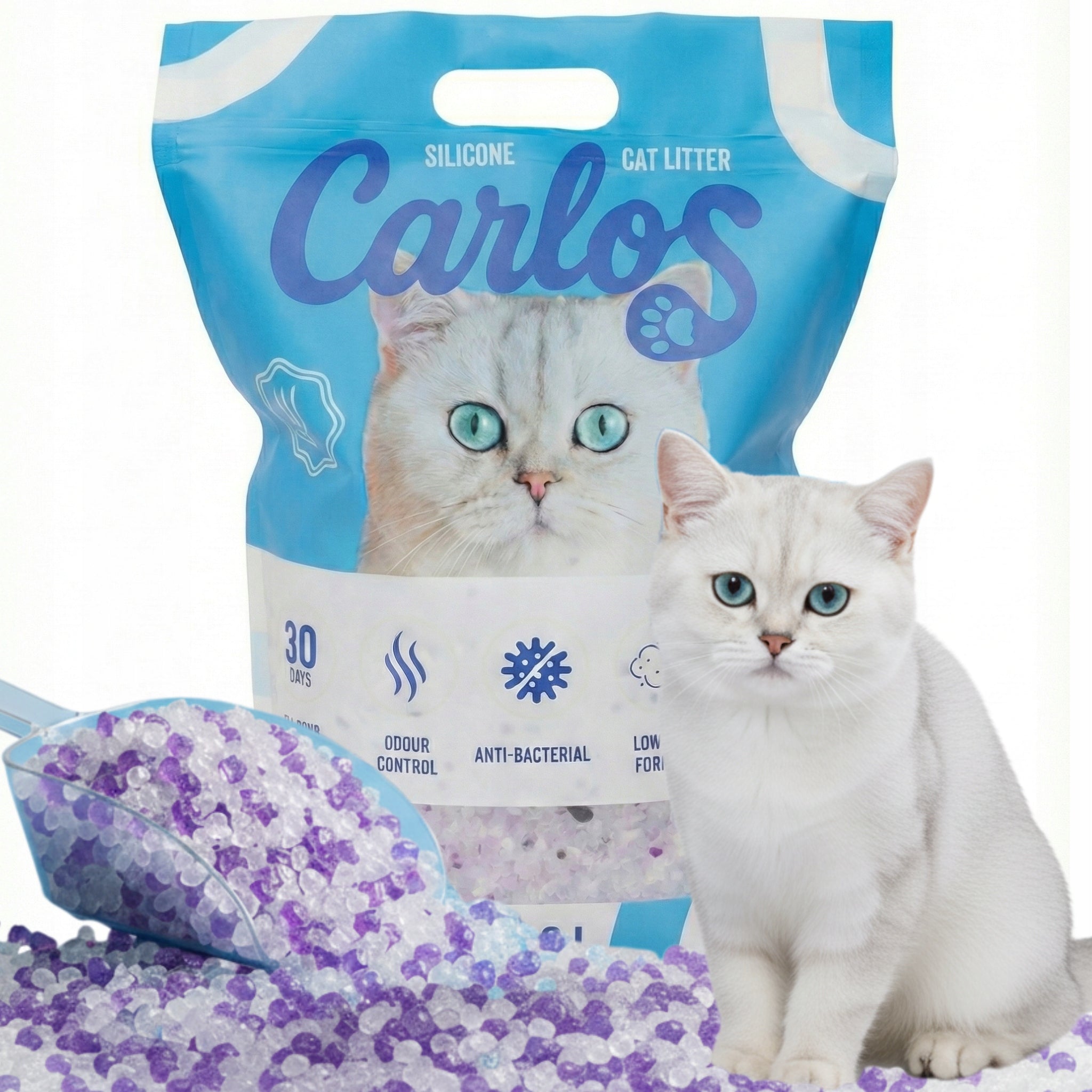CAT LITTER SILICONE CARLOS NON-CAKING DUST-FREE ODORLESS 3,8L