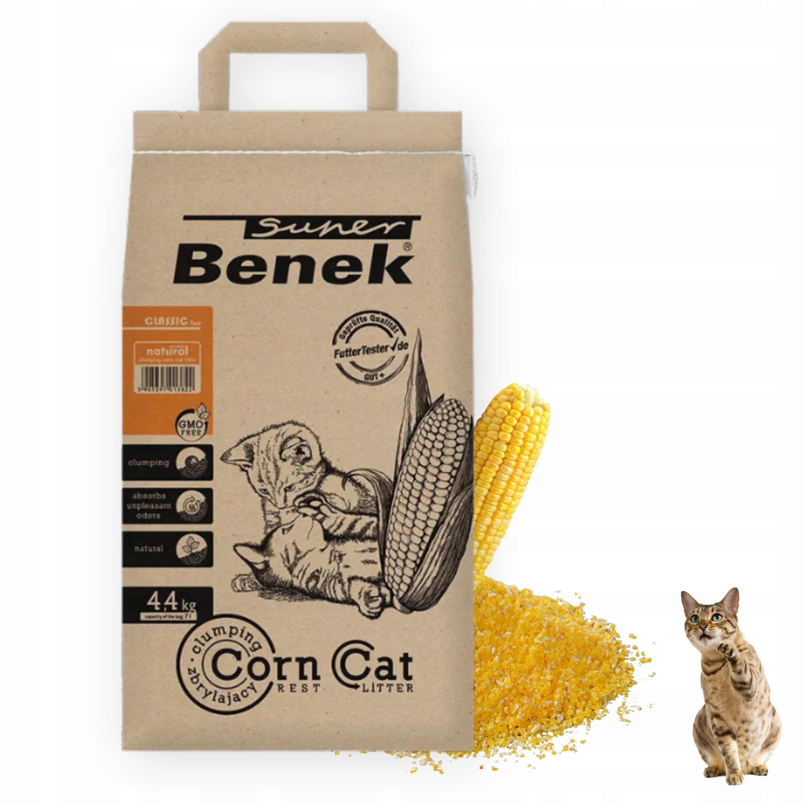 CAT LITTER SUPER BENEK CORN 7L PRACTICAL ECO GMO FREE Packaging status original