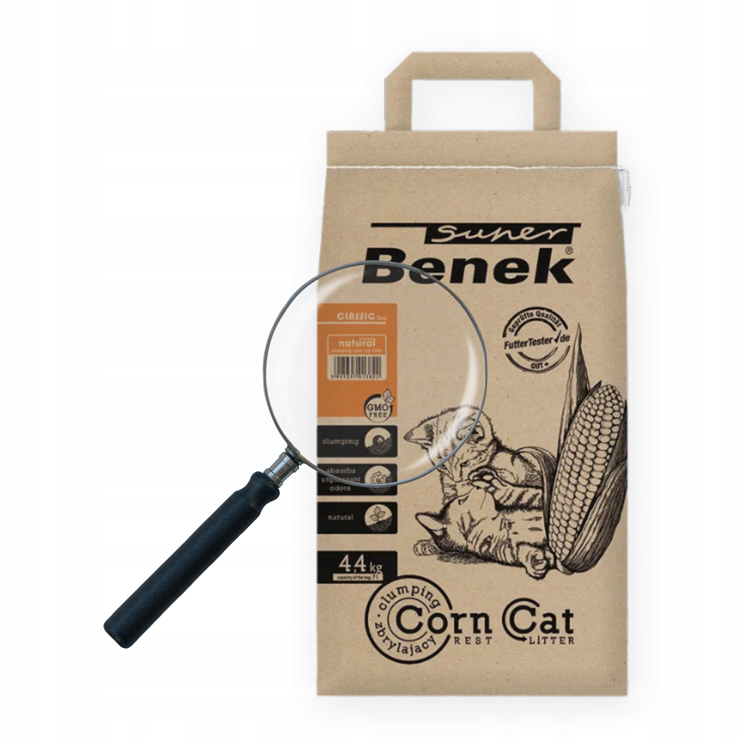 CAT LITTER SUPER BENEK CORN 7L PRACTICAL ECO GMO FREE Volume 14 l