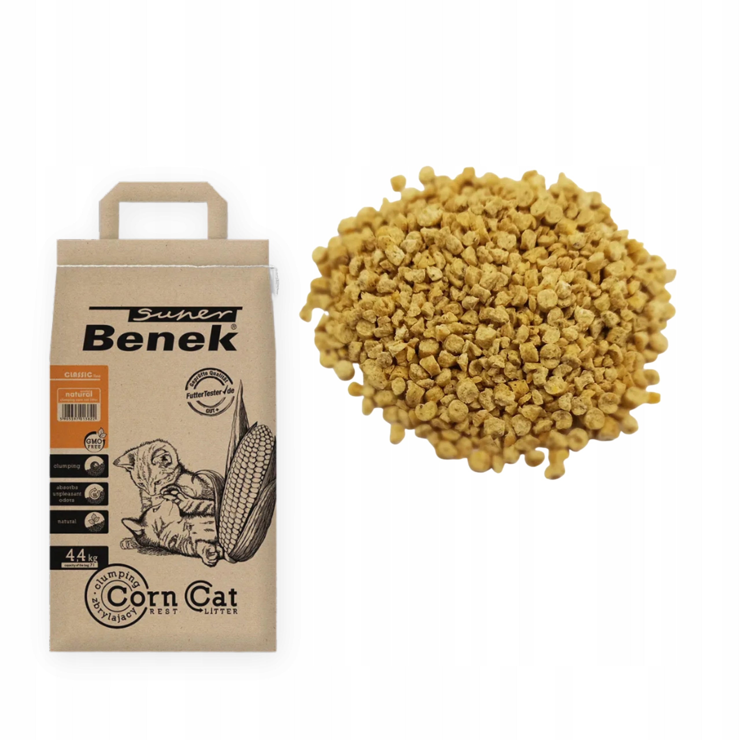 CAT LITTER SUPER BENEK CORN 7L PRACTICAL ECO GMO FREE