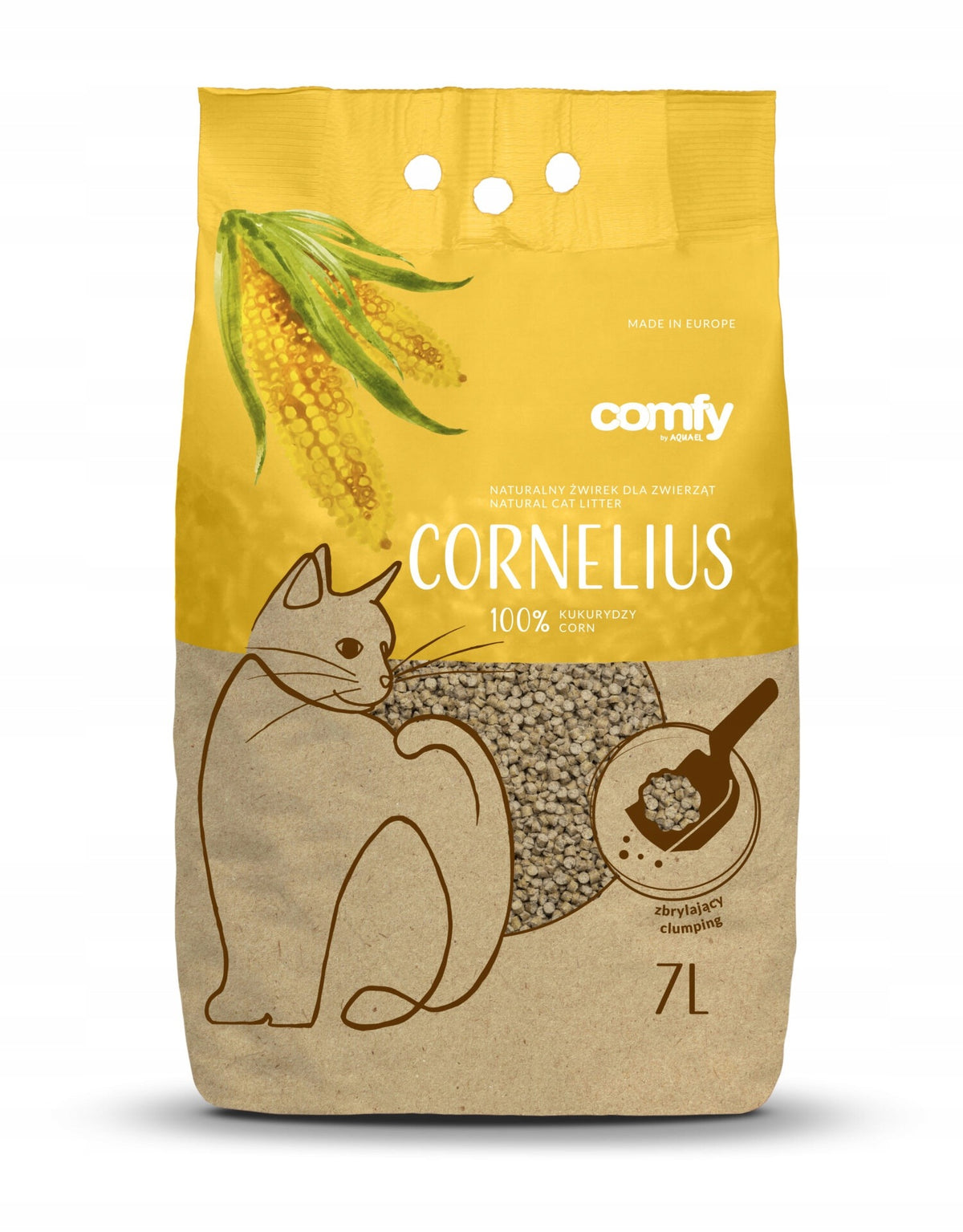 CAT LITTER SUPER NATURAL CLUMPING CORN CORNELIUS 7L COMFY Volume 0 l