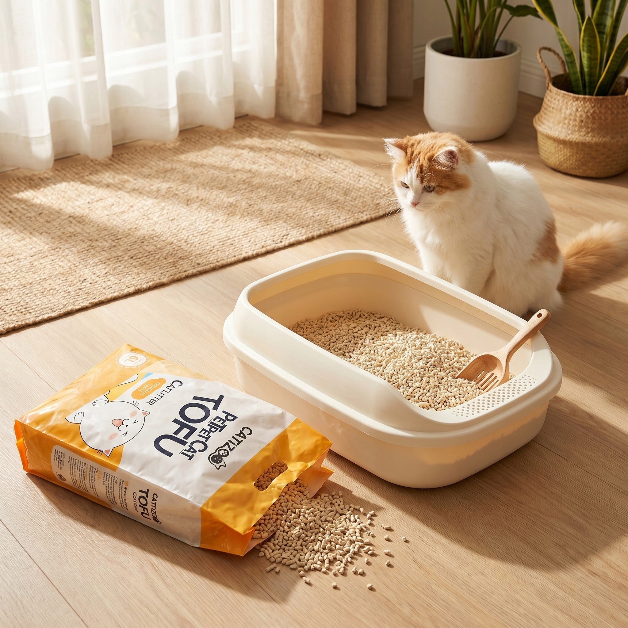 CAT LITTER TOFU NATURAL SCENT CLUMPING NATURAL DUST-FREE 6L Brand CATIZOO