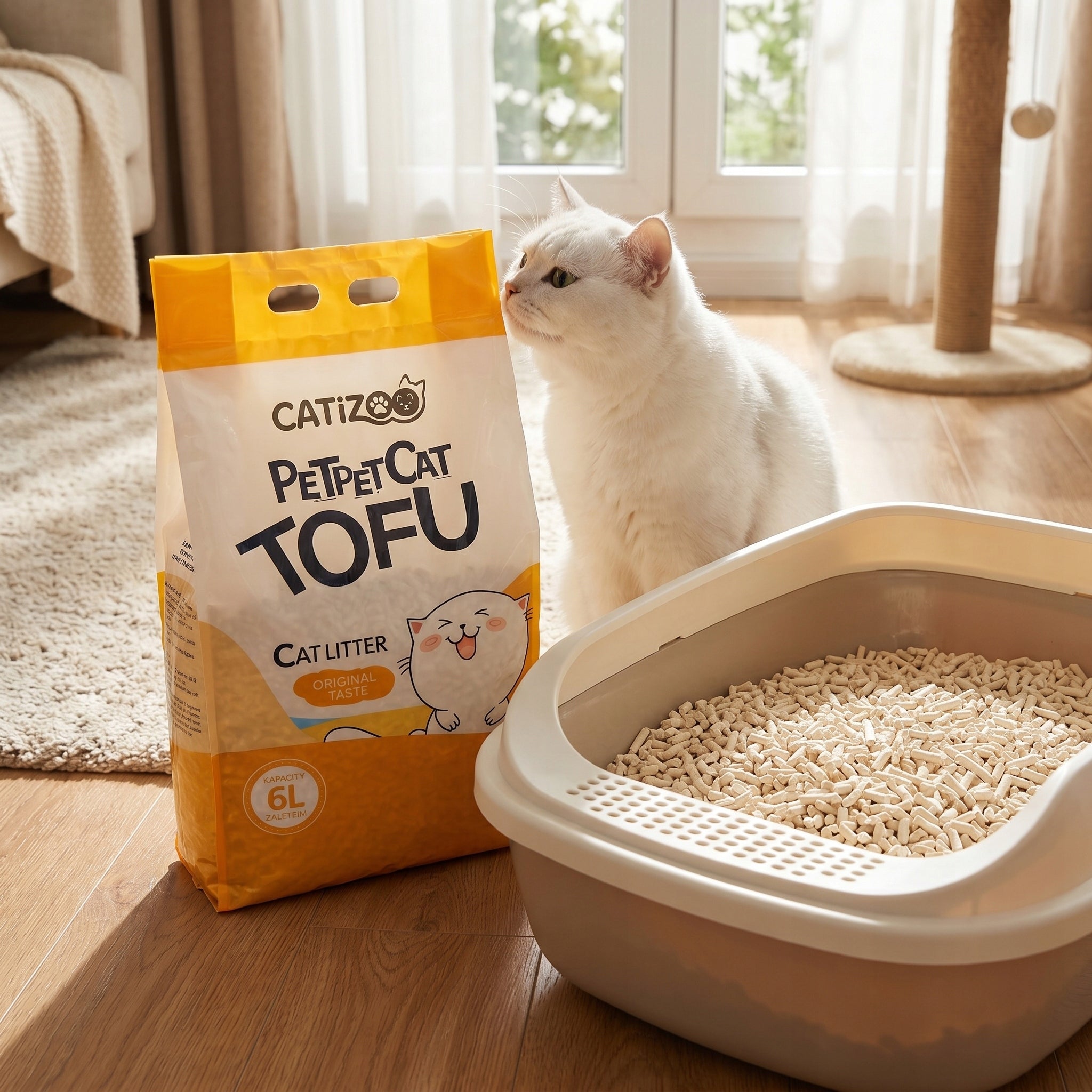 CAT LITTER TOFU NATURAL SCENT CLUMPING NATURAL DUST-FREE 6L Packaging status original