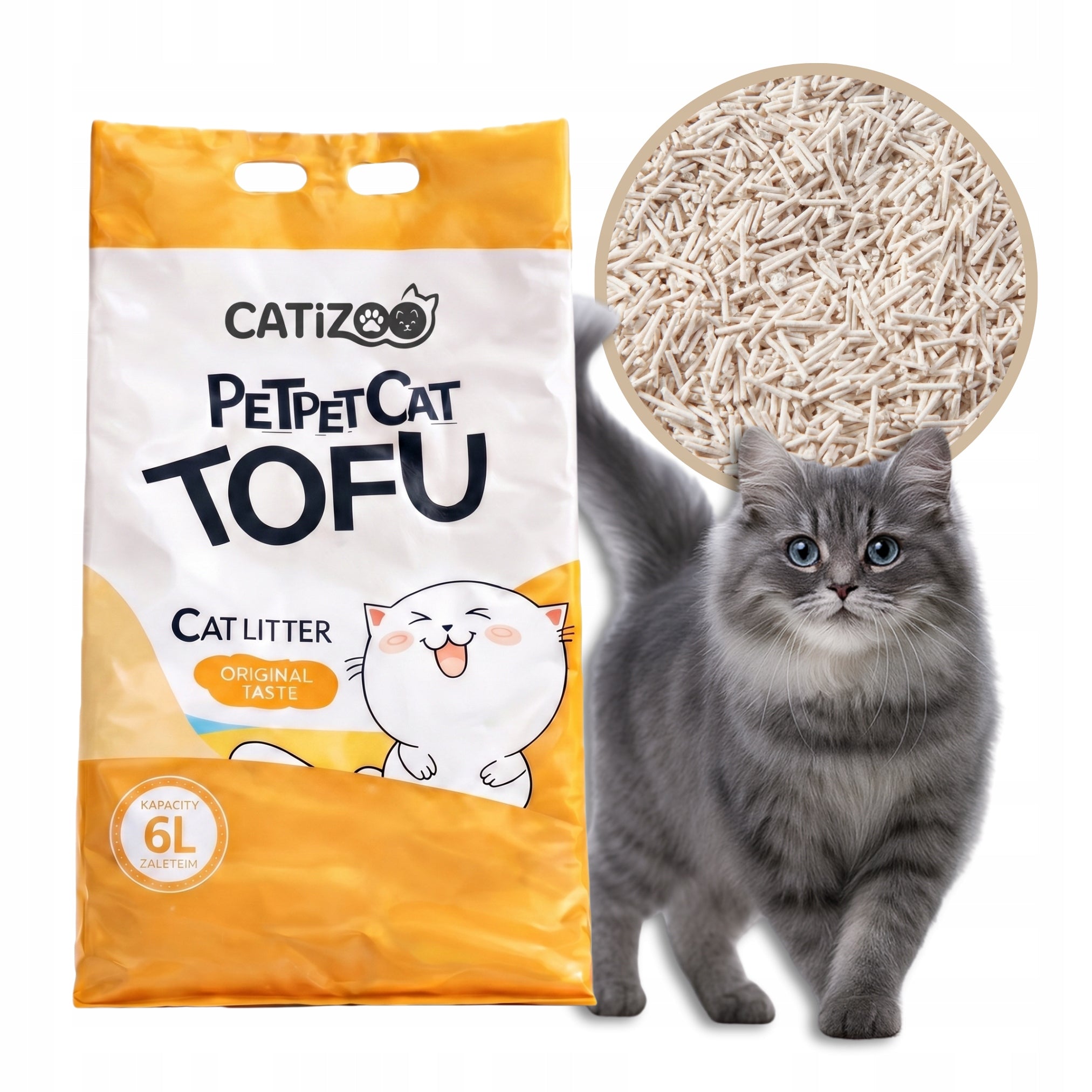 CAT LITTER TOFU NATURAL SCENT CLUMPING NATURAL DUST-FREE 6L