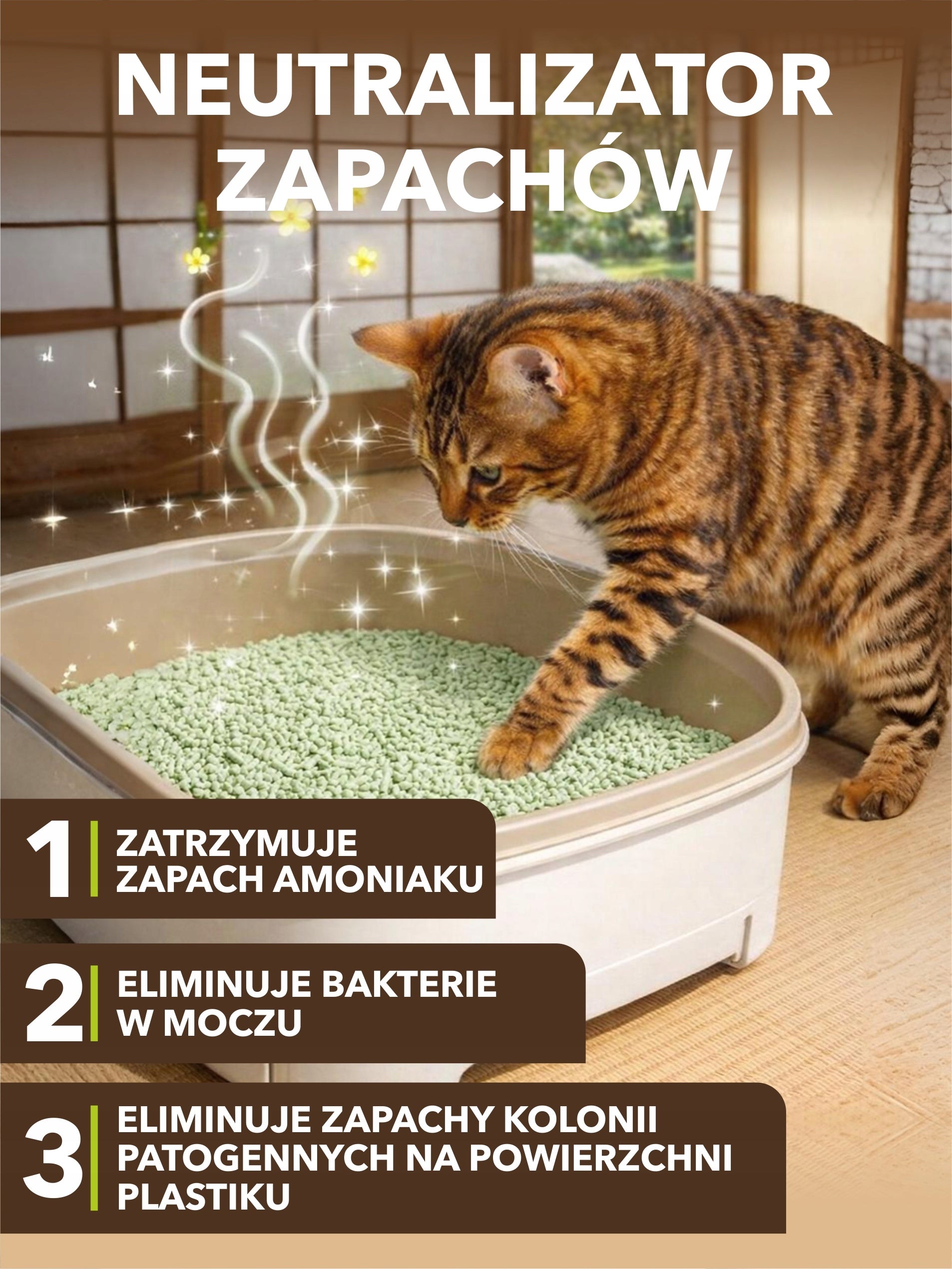 CAT LITTER WITH HEALTH INDICATOR , FLUSHABLE, GREEN PEAS 6L Kind corn