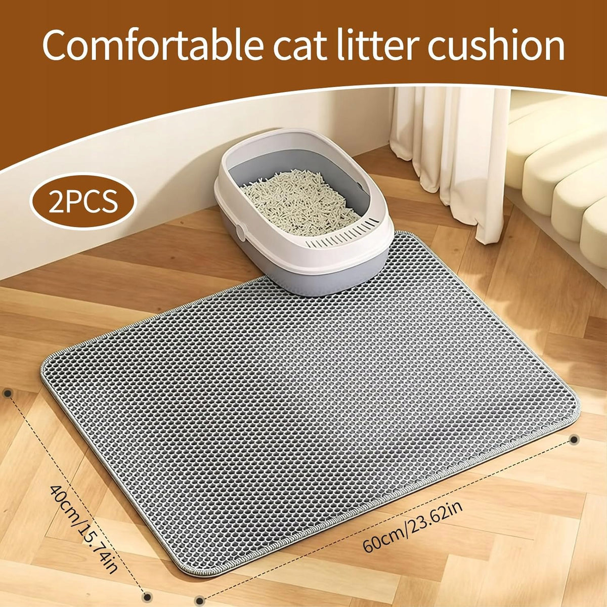 CAT MAT 2 PIECES 40X60CM DOUBLE LAYER GREY RUG Manufacturer code 5908140894051