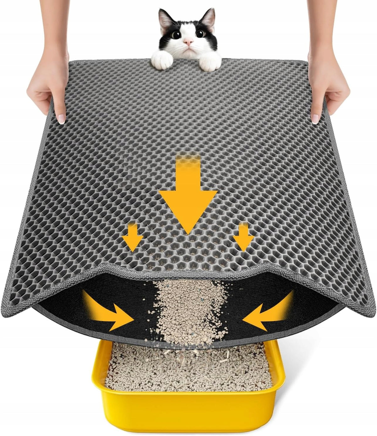 CAT MAT 58X42 CM DOUBLE LAYER LITTER BOX WATERPROOF GREY NON-SLIP