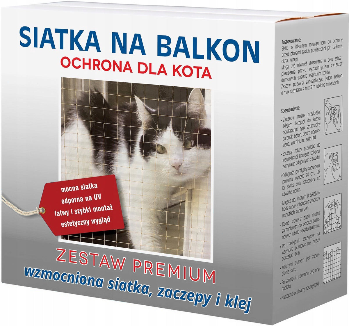 CAT NET FOR BALCONY WITHOUT DRILLING REINFORCED WITH WIRE 6X3M Packaging status original