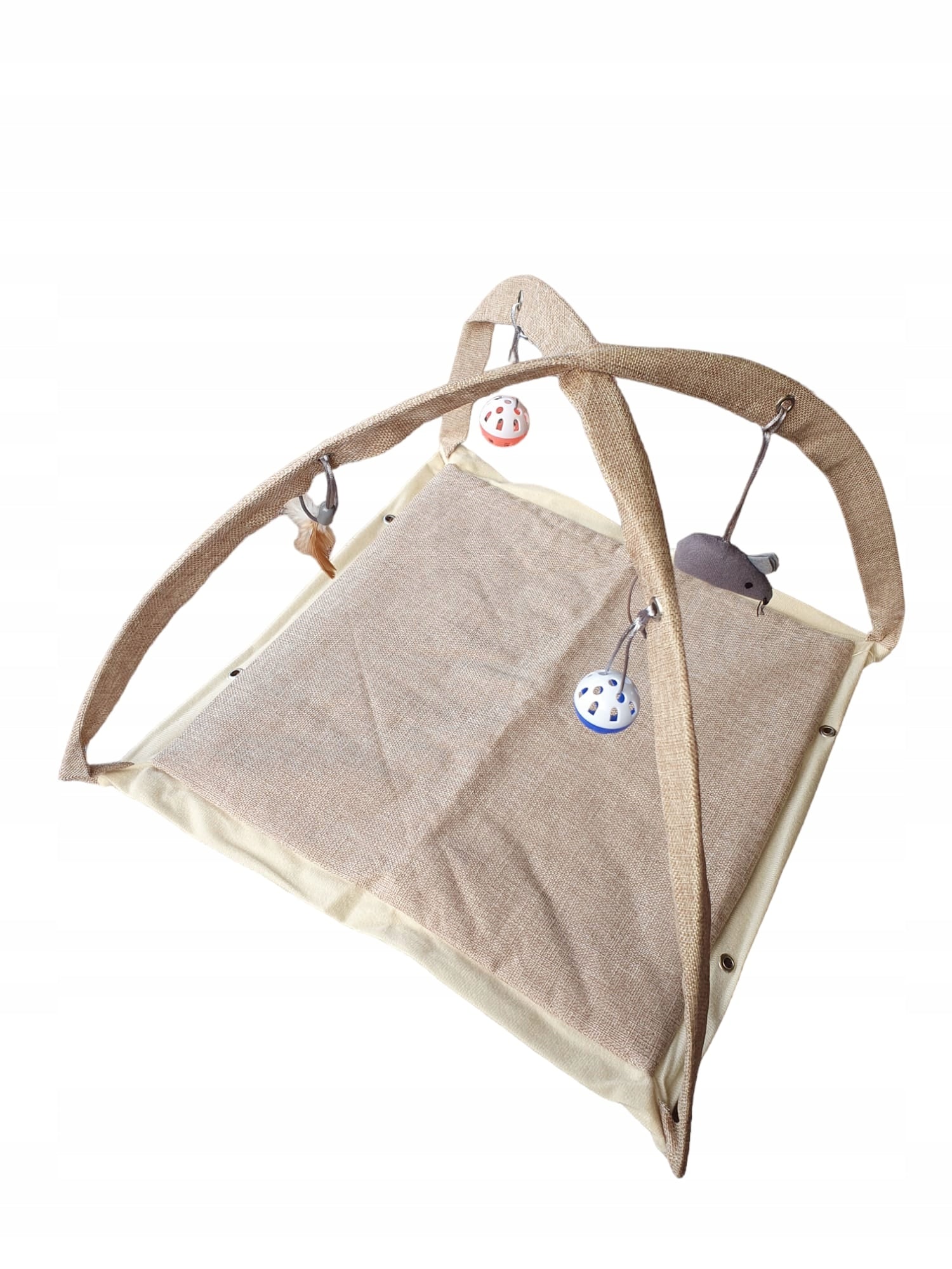 CAT PLAY MAT SET OF 4 TOYS SCRATCHING BED 54X54X36 CM GREY Color pink