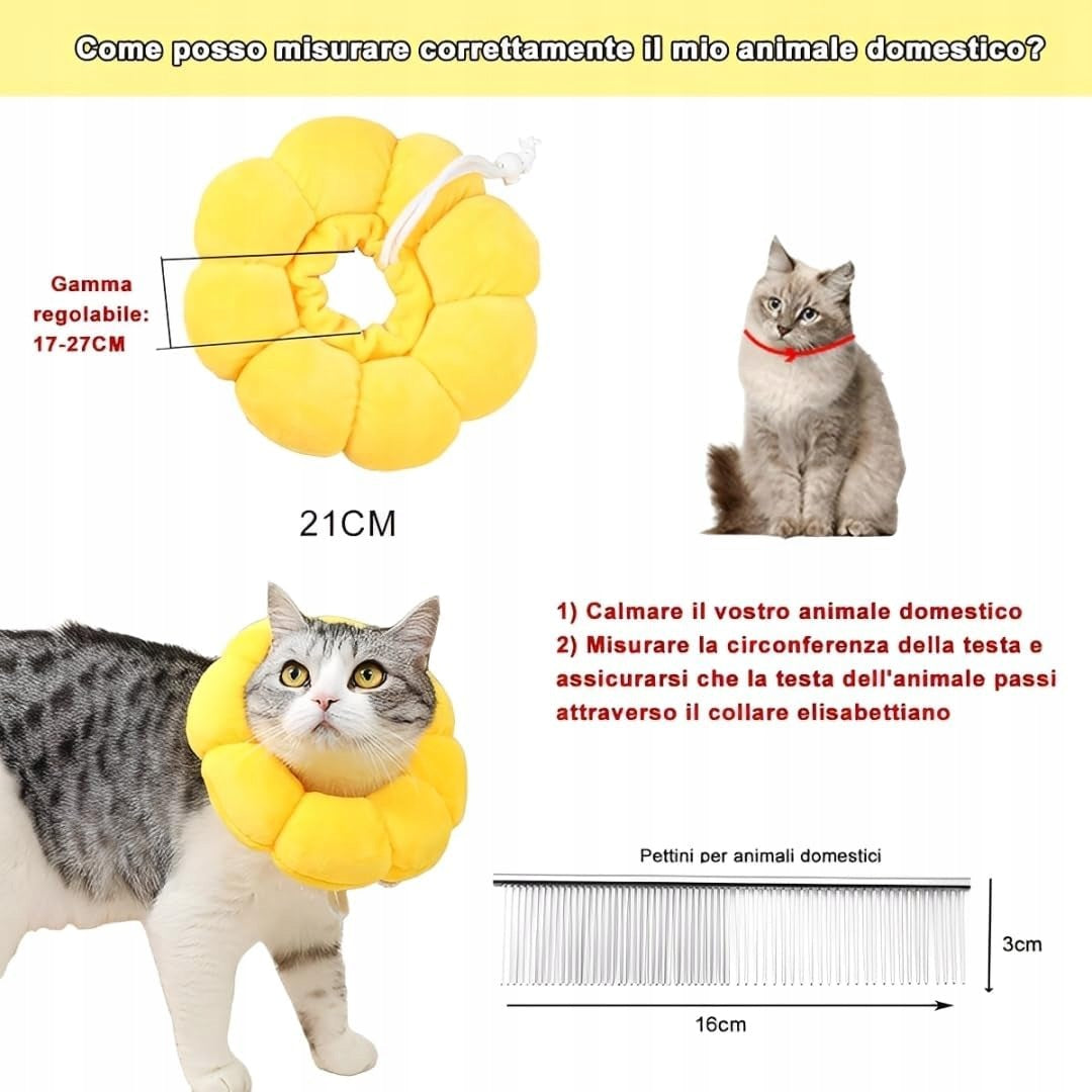 CAT PROTECTIVE COLLAR ADJUSTABLE SOFT SUNFLOWER M Brand no brand