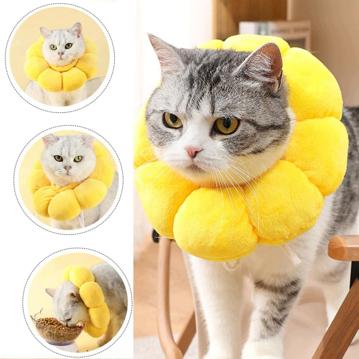 CAT PROTECTIVE COLLAR ADJUSTABLE SOFT SUNFLOWER M Manufacturer code OBROŻA KOTA OCHRONNA REGULOWANA SŁONECZN