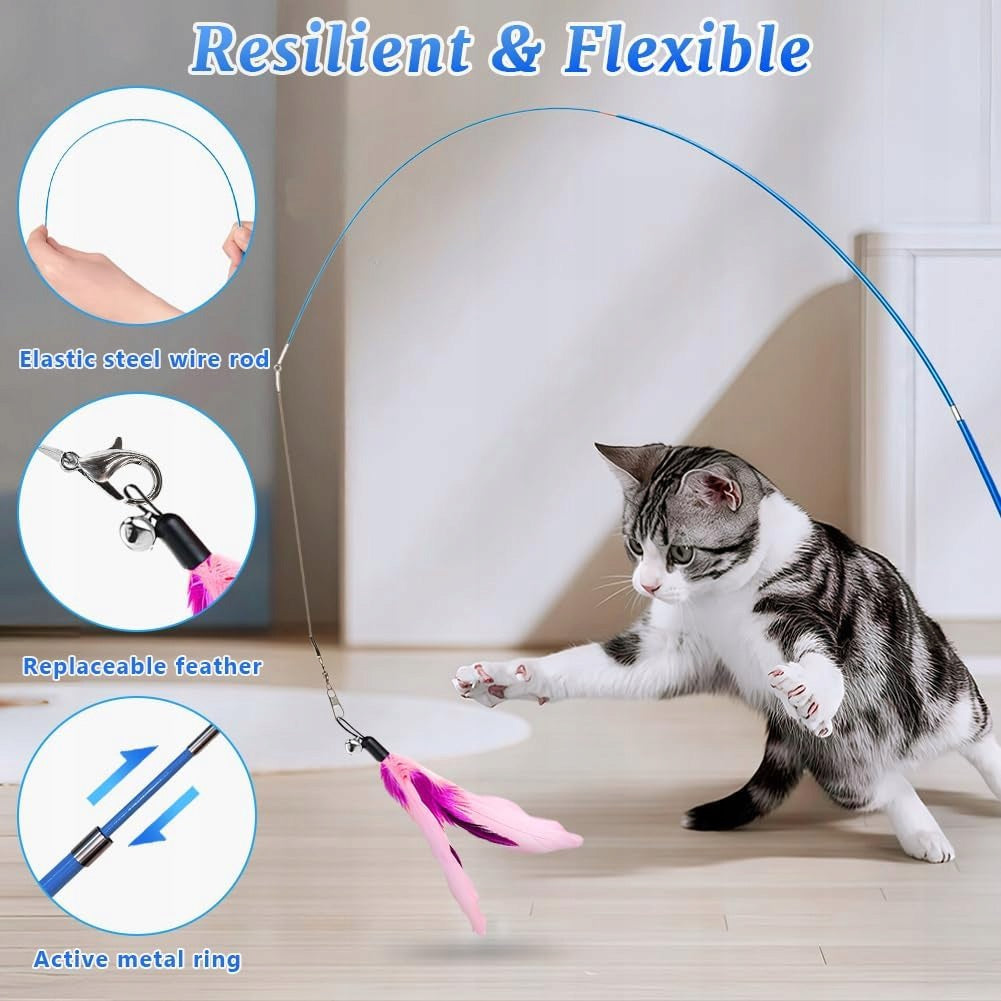 CAT ROD INTERACTIVE TOY WITH FEATHERS SET OF 14 ABS ELEMENTS Manufacturer code WĘDKA DLA KOTA INTERAKTYWNA ZABAWKA Z PIÓRKAM