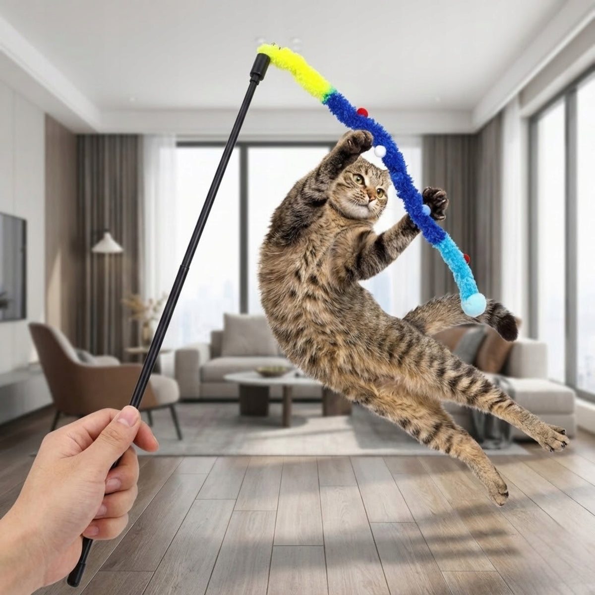 CAT ROD TOY INTERACTIVE CATERPILLAR PLUSH GIFT FOR KITTEN Packaging status original